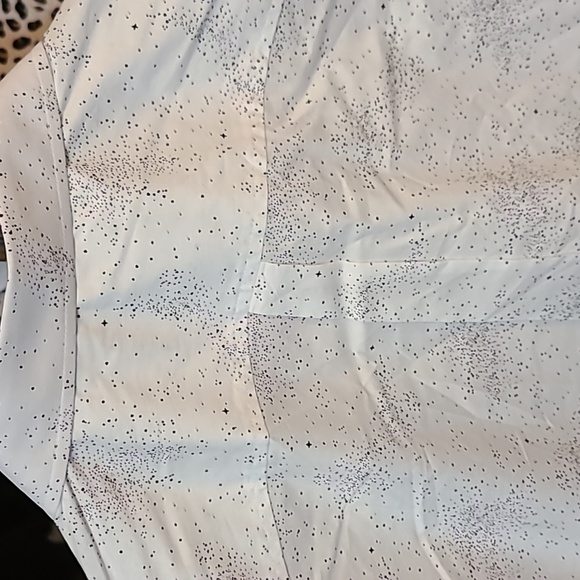 Kenneth Cole Button Down Shirt White With Speckled Black and Grey Trim Size L - Picture 6 of 16